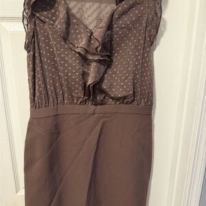 Brown Ruffled Sleeveless Dress